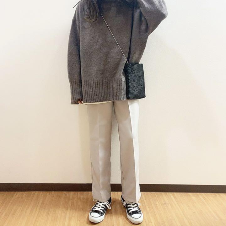 900円 【爆買い!】 ジーナシス ツイルワイドストレートパンツ ライトグレー