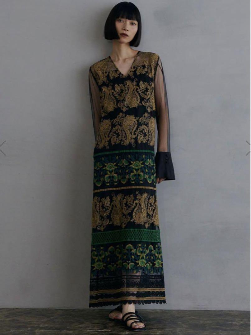 ワンピース Ameri PAISLEY EMBROIDERY DRESS