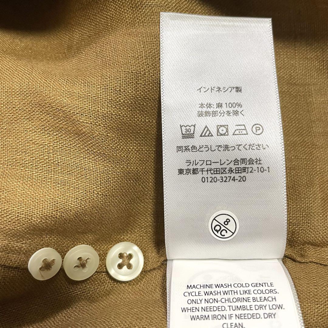 未使用♪ポロラルフローレン リネンシャツ ポニー ブラウン US Sサイズ
