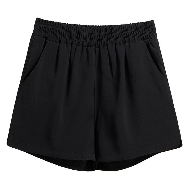 黒ショートパンツ ウエストゴム ポケット付き