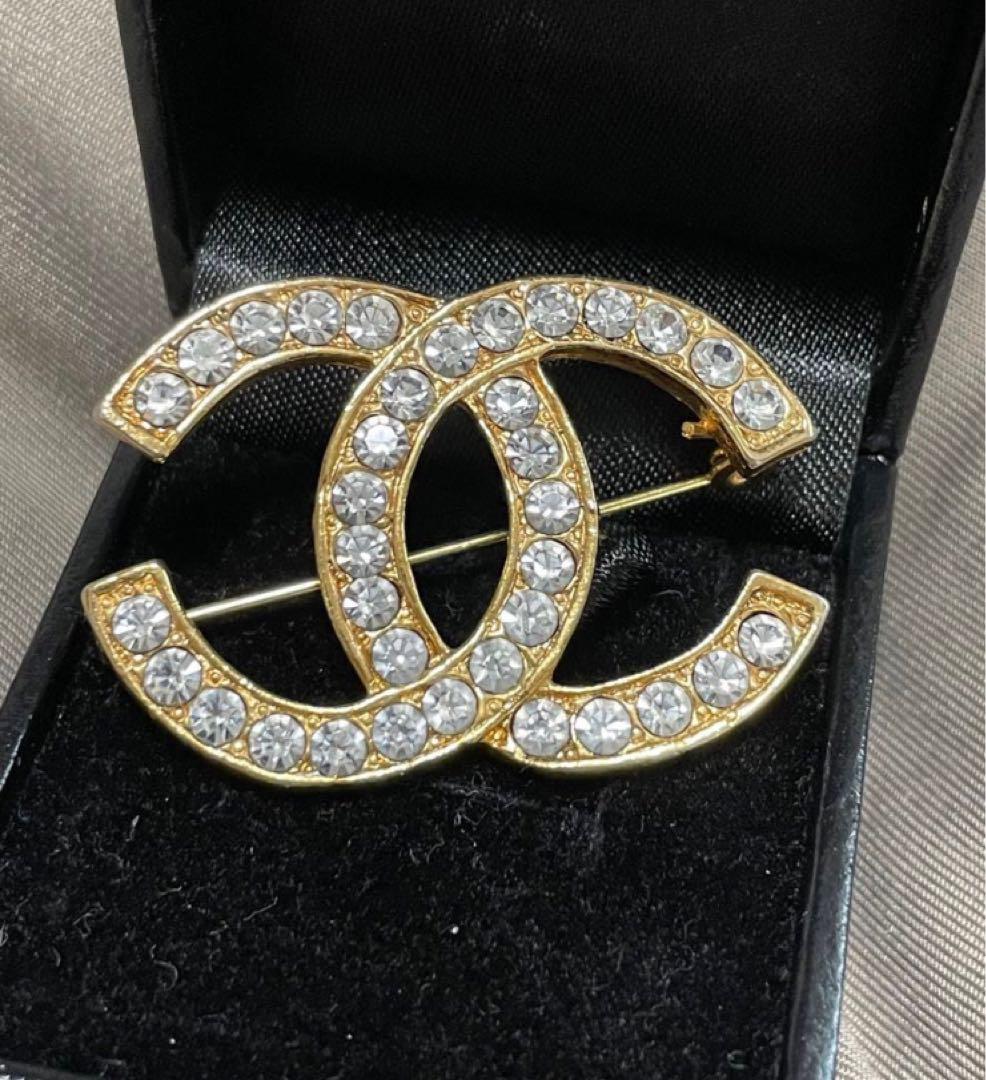 ブローチ シャネル CHANEL ココマーク ラインストーン