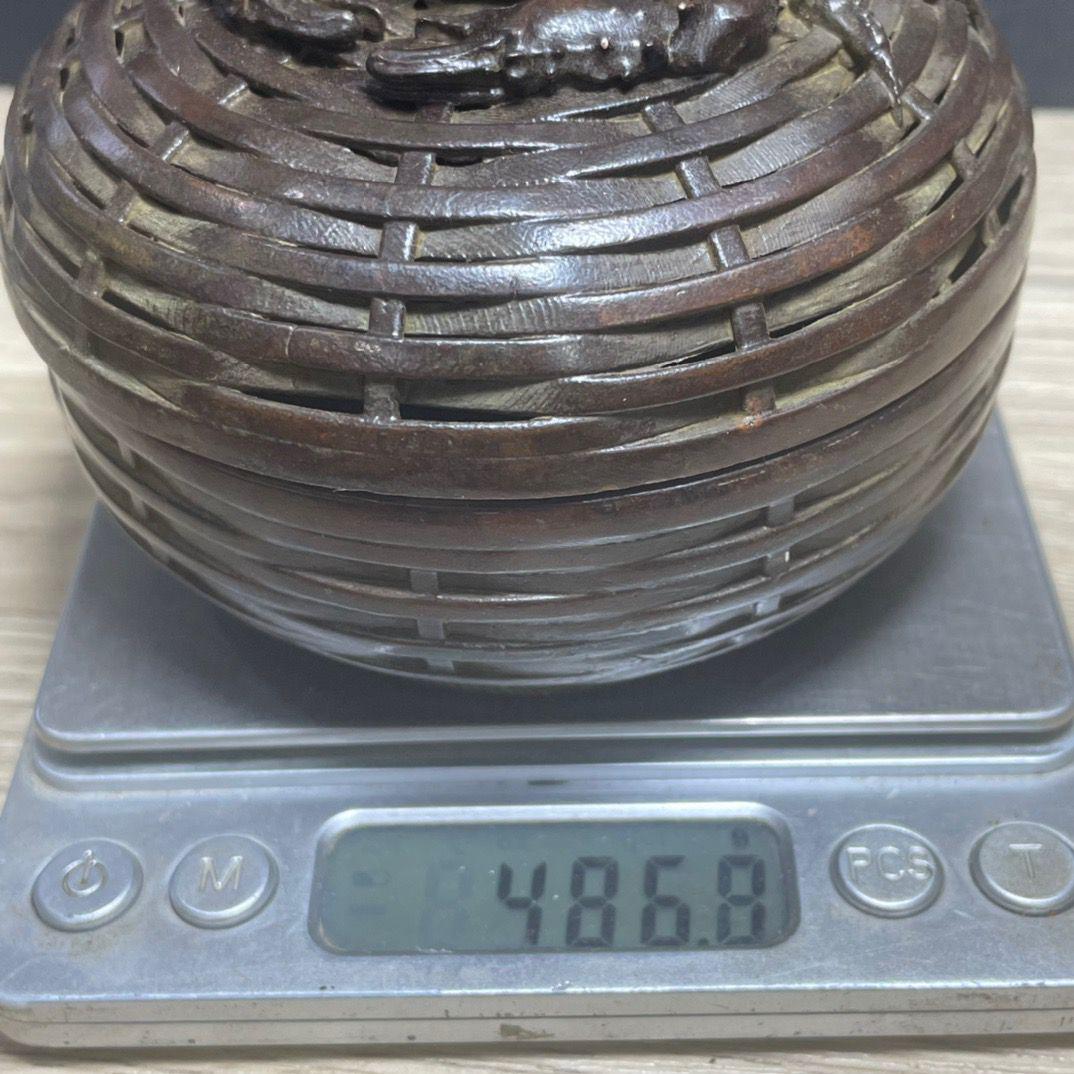 【在庫一掃】 カニ香炉 八方香炉 細工 銅 茶寵 置物 銅製品 香挿 香道具 工芸品