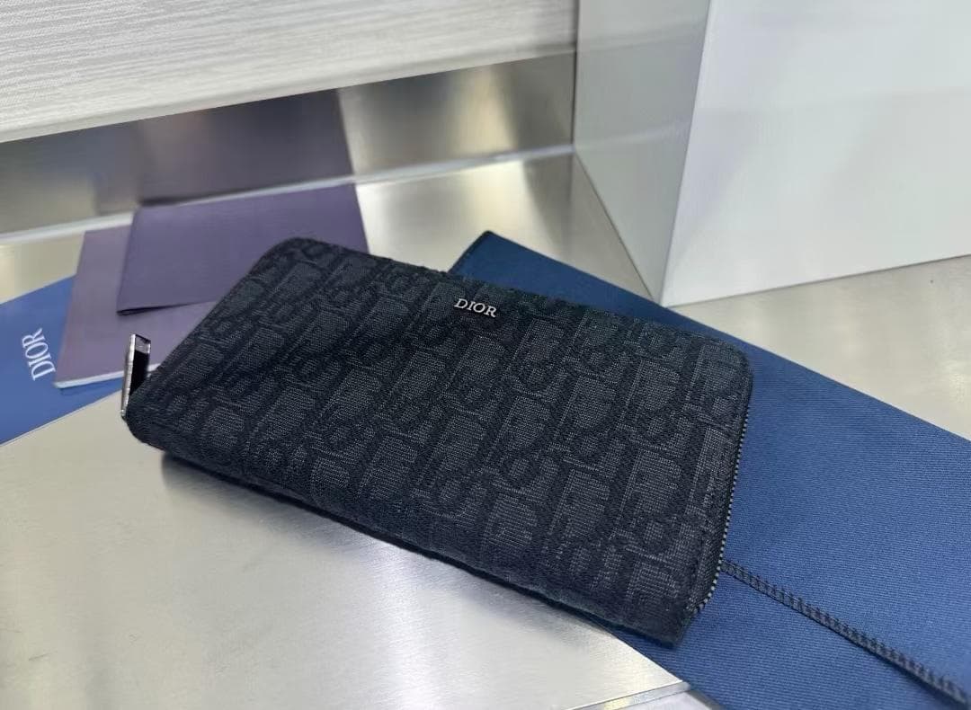 DIOR ブラック キャンバス ロング ファスナー財布 DIOR ブラック キャンバス ロング ファスナー財布