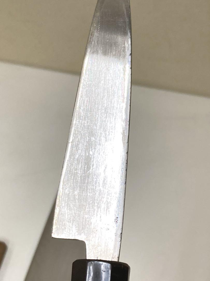 本焼　薄刃　和包丁　堺豊泉作　白鋼　八角柄　三徳包丁　未研ぎ