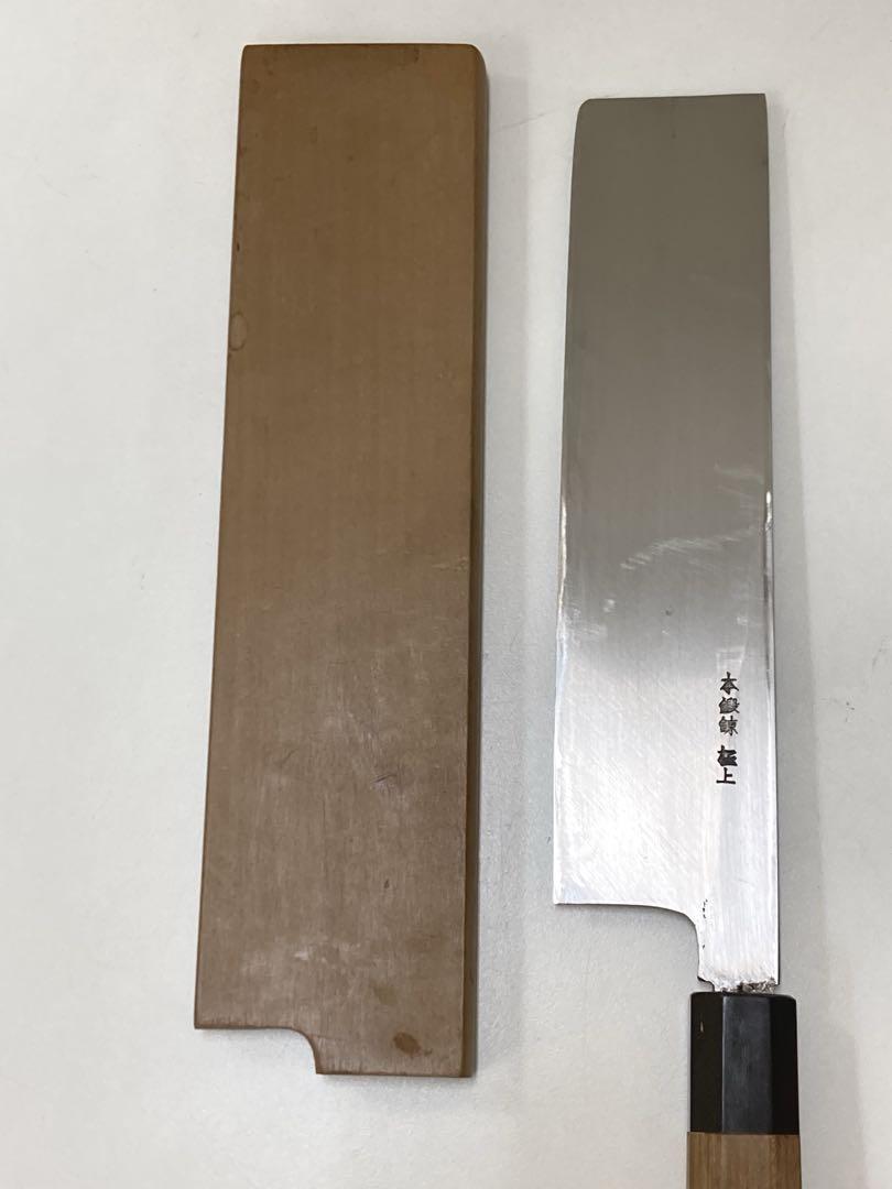 本焼　薄刃　和包丁　堺豊泉作　白鋼　八角柄　三徳包丁　未研ぎ