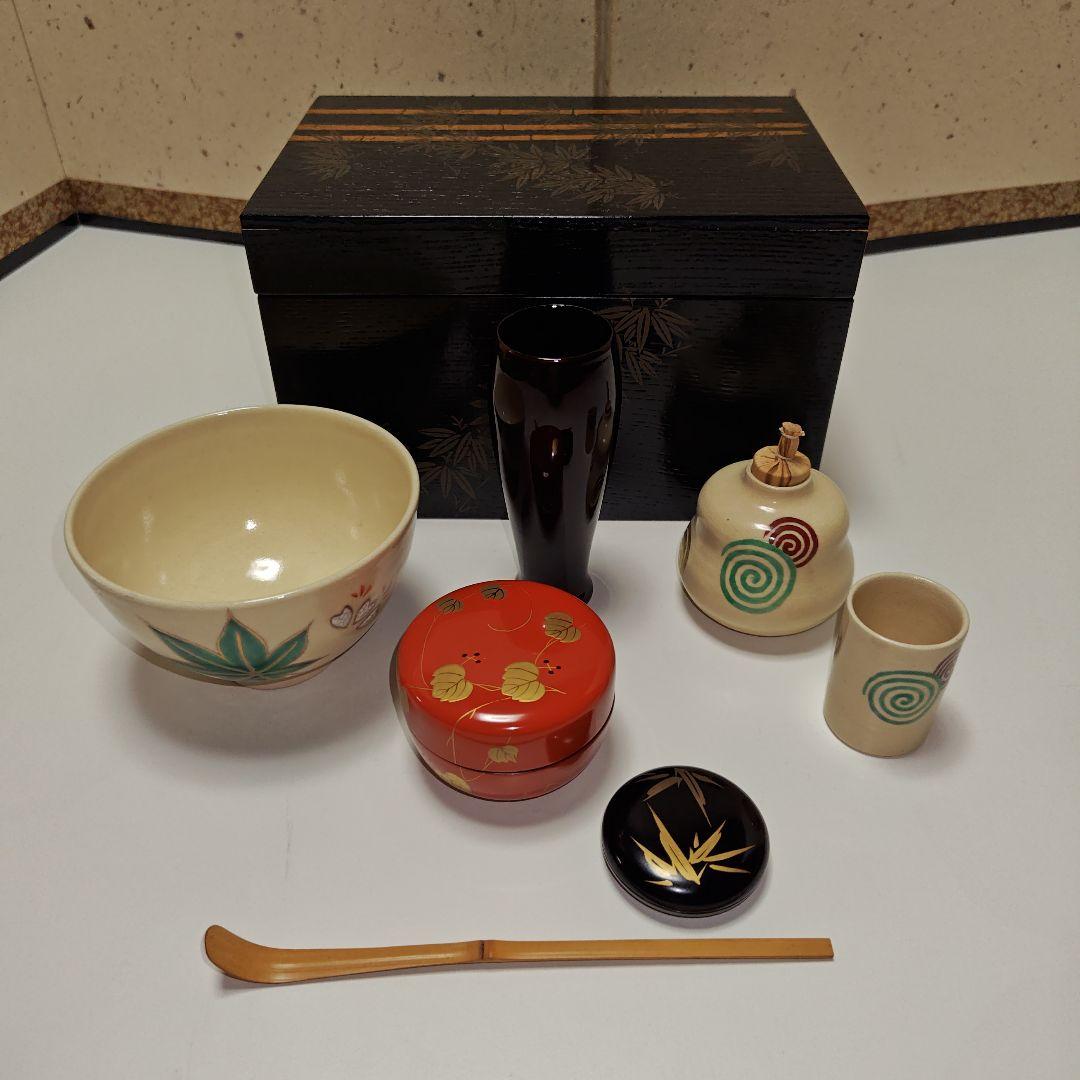 茶道具　竹蒔絵掻合茶箱