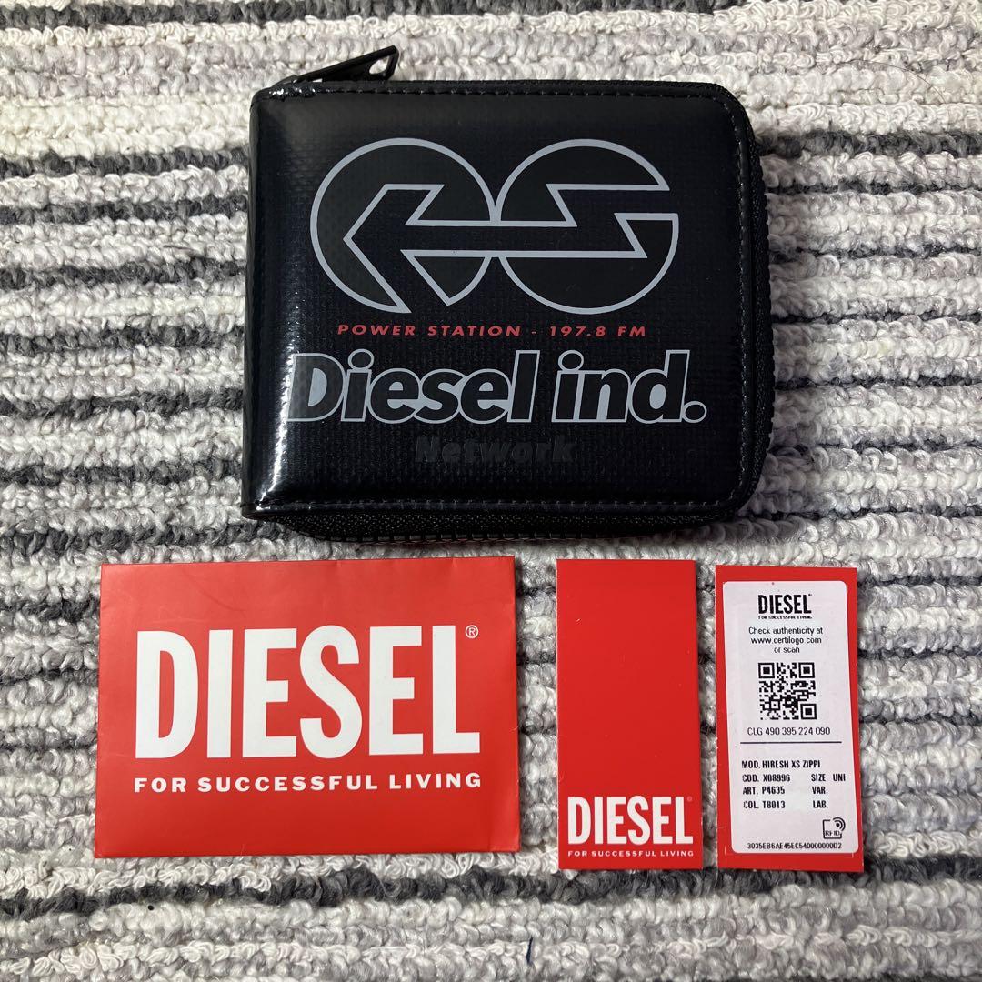 【未使用品】DIESEL HIRESH ロゴ 二つ折り財布 ブラック