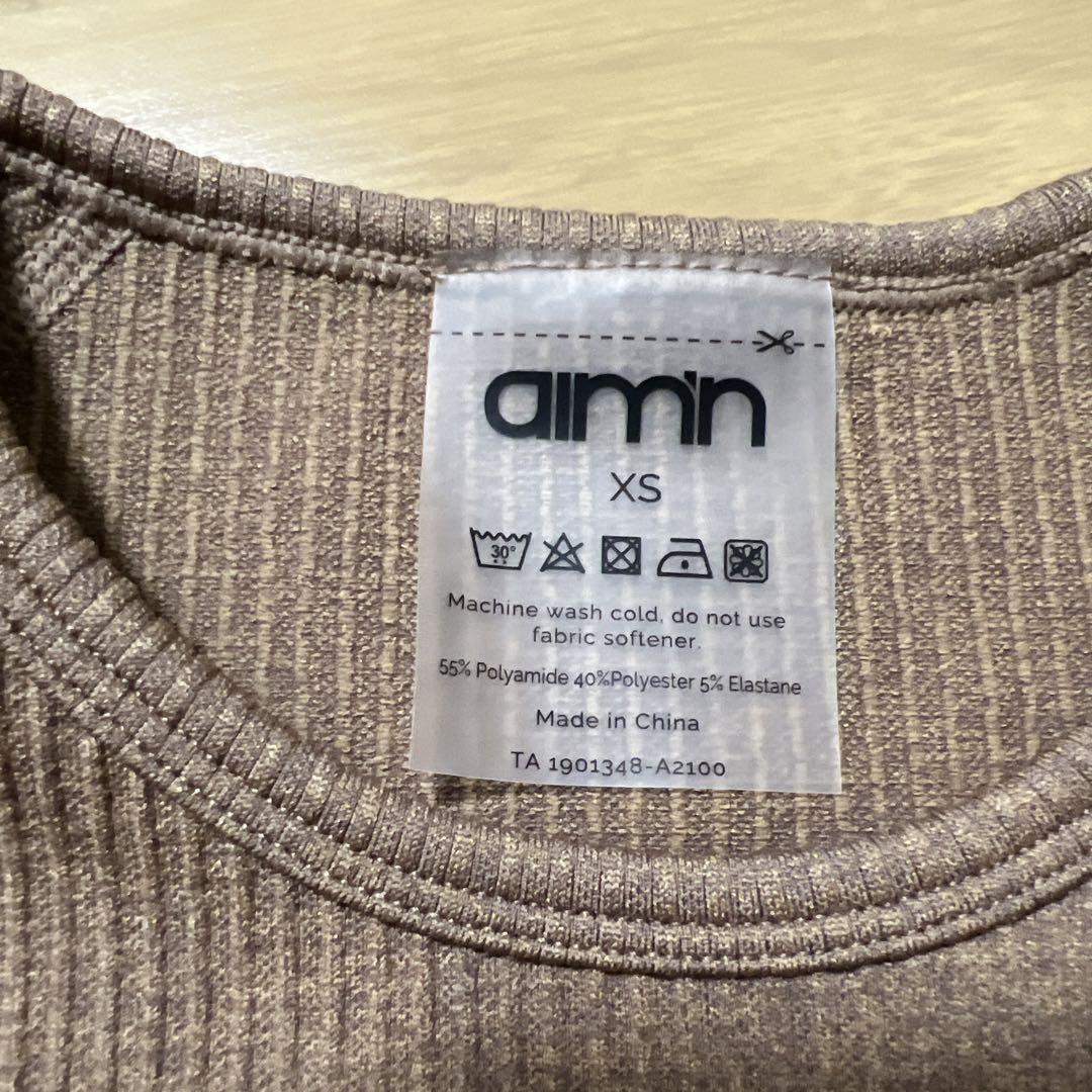 AIMM ブラウン リブ編み ヨガウェア セット 新品タグ付き