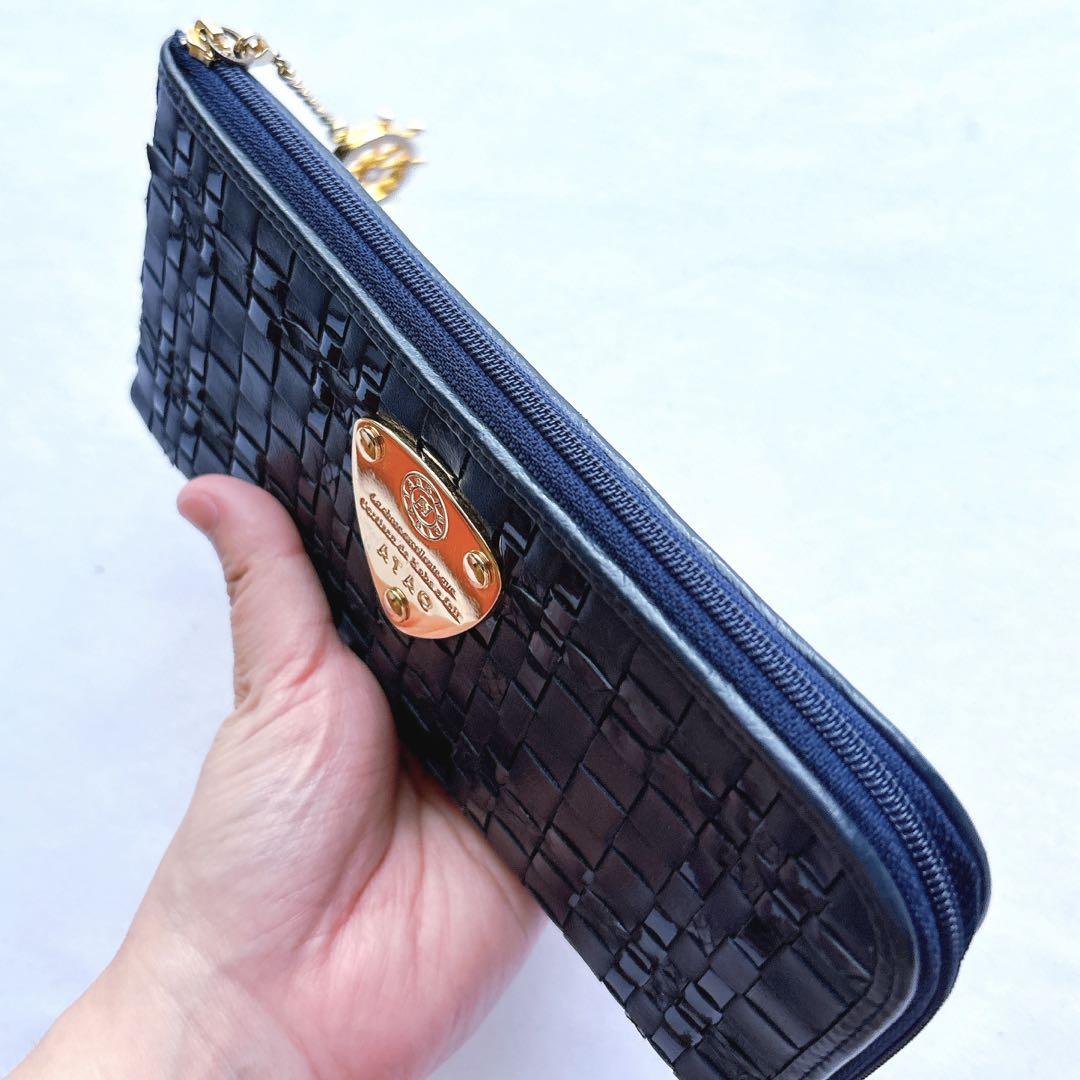 ATAO アタオ リモ ルーク メッシュ スリムウォレット 長財布 ネイビー