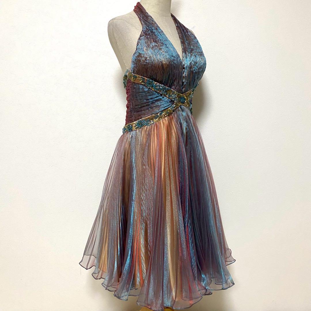 Mae Duggal couture プリーツ生地 ホルダーネックドレス