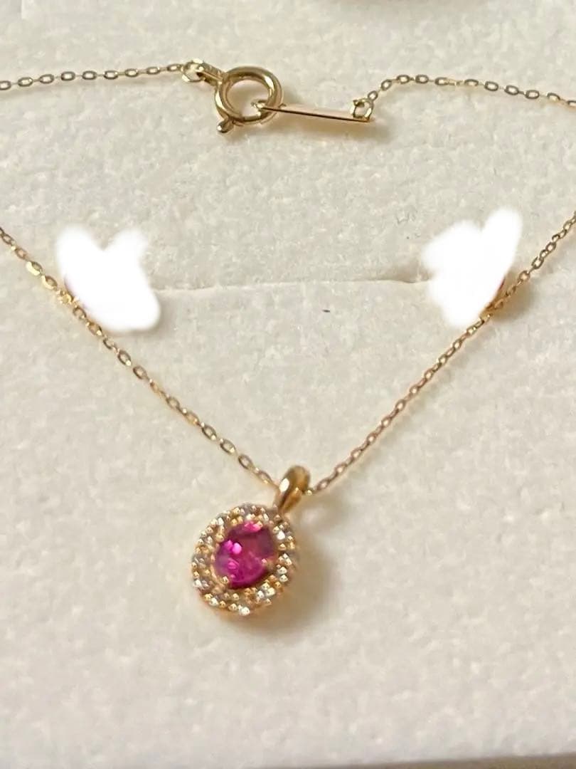 Festaria ルビーダイヤモンドネックレスとピアスセット