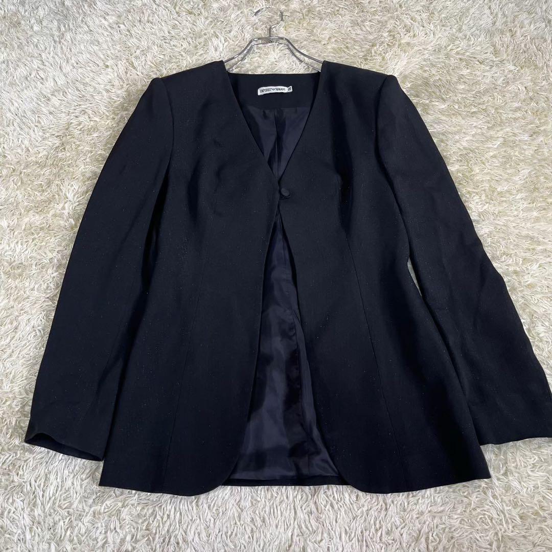 EMPORIO ARMANI (38) ラメ ノーカラージャケット セットアップ