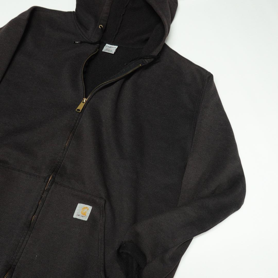 CARHARTT スウェットジップパーカー XL ブラウン カットオフ フェード