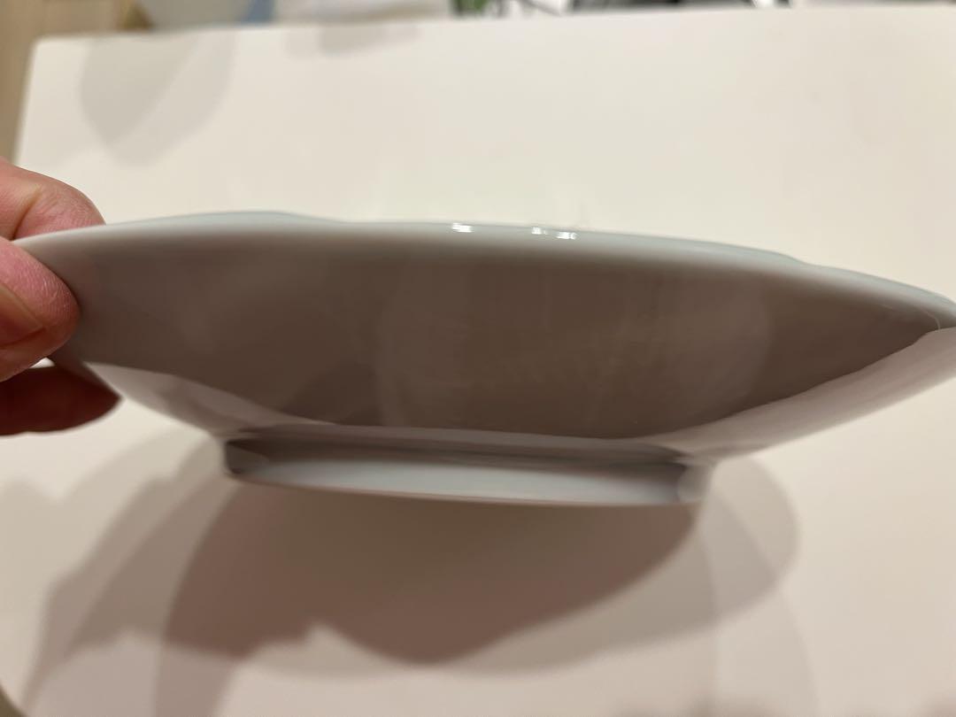 宮永理吉作波模様の水色皿 陶器製 木箱付き