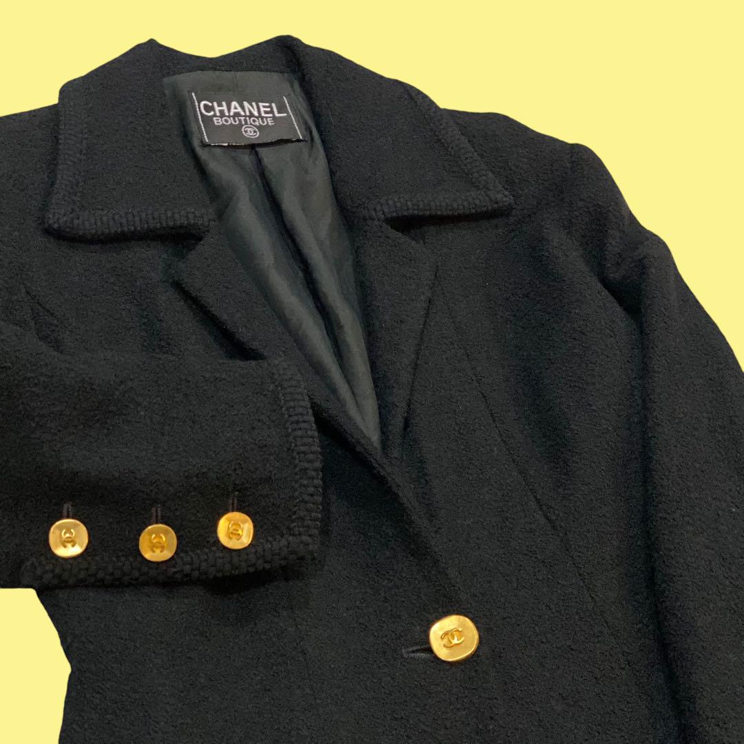 美品 VINTAGE CHANEL 1Bジャケット ブラックツイード ココボタン