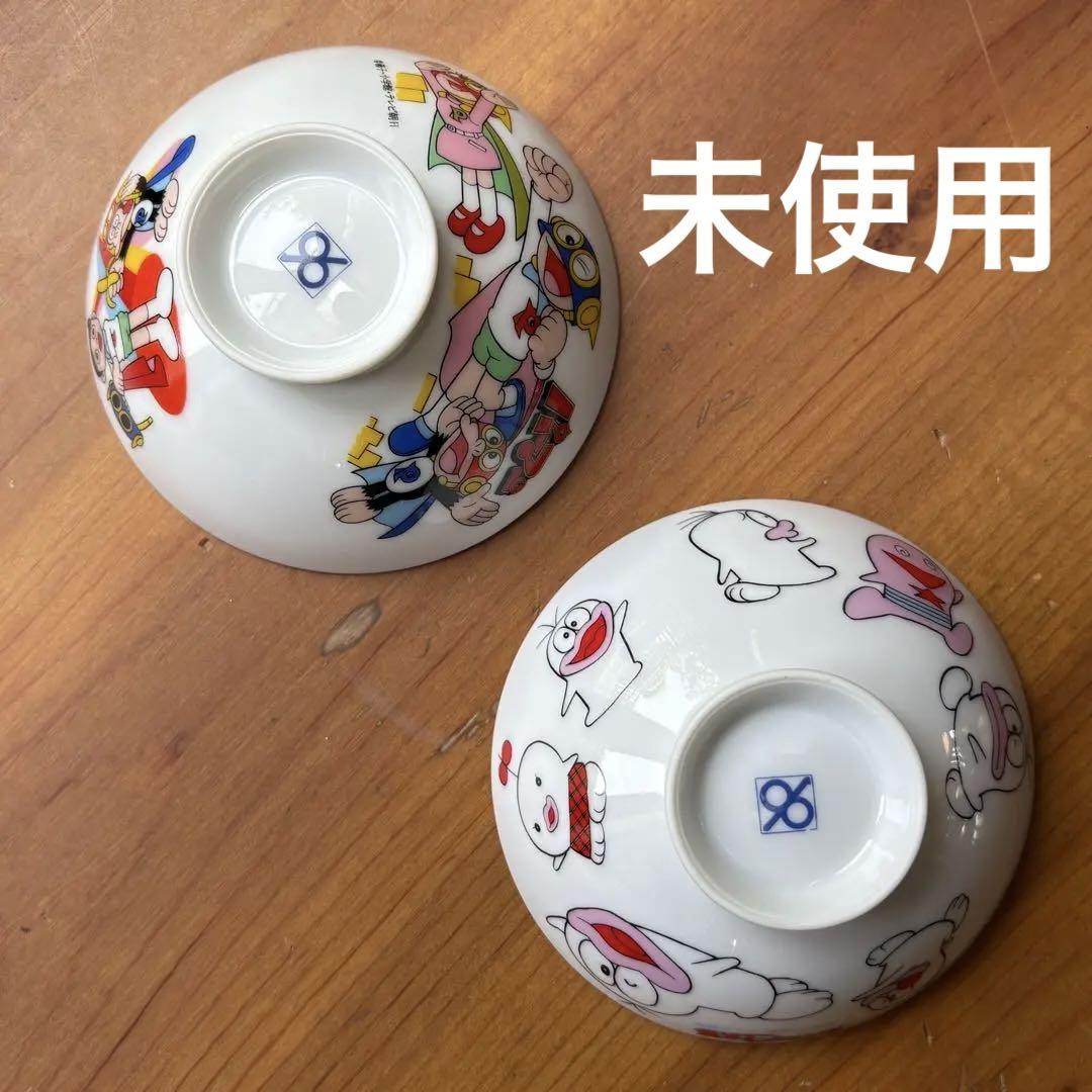 【未使用・昭和レトロ】オバQ＆パーマン キャラクター茶碗 2個セット 藤子不二雄