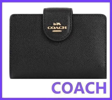 COACH コーチ 新品 ブラック 折り財布 メンズ レディース 財布 062T