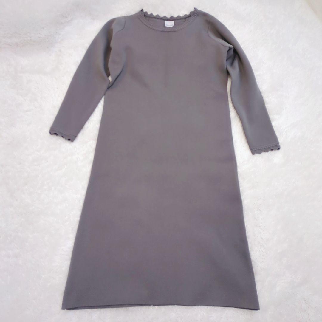maison echelle ハシゴスカラップニットワンピ グレーFREE SIZE