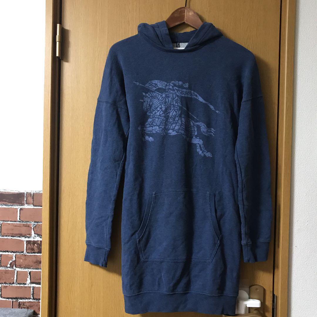 正規BURBERRYバーバリー BIGロゴチュニックパーカー デカロゴ 春服美品