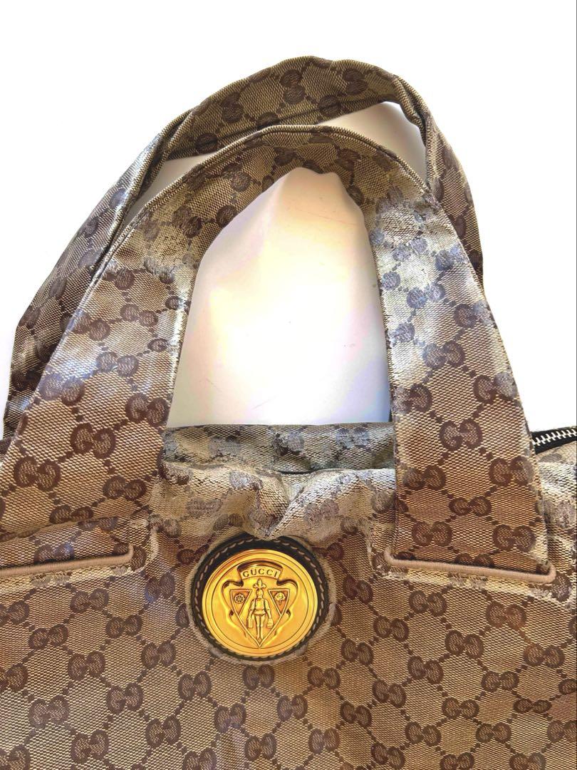 GUCCI ヒステリア GG柄 コーティングキャンバス レザー トートバッグ