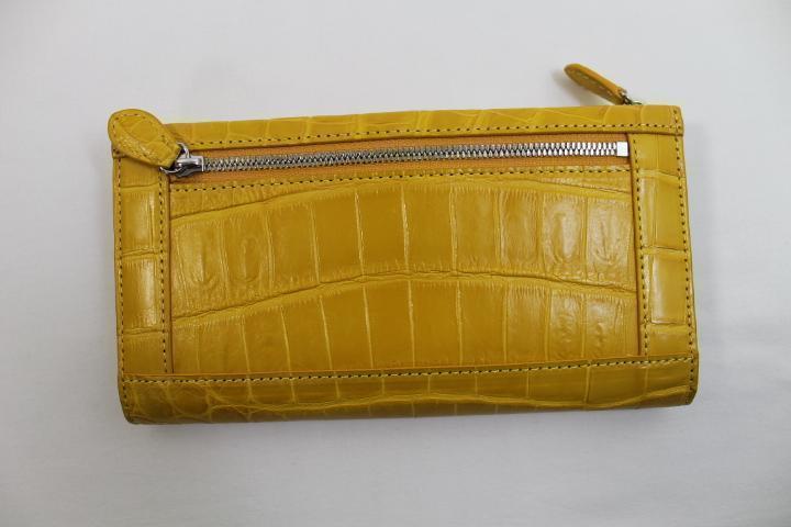 クロコダイル 財布 長財布 本革 束入れ イエロー マット仕上げ 最高品質