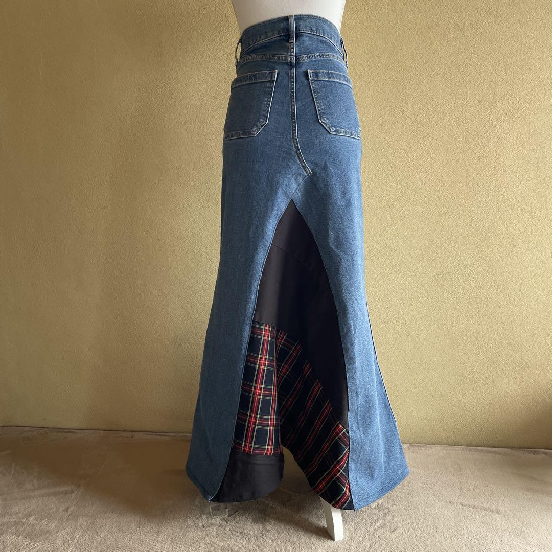 ハンドメイド　デニムリメイク　ロングスカート