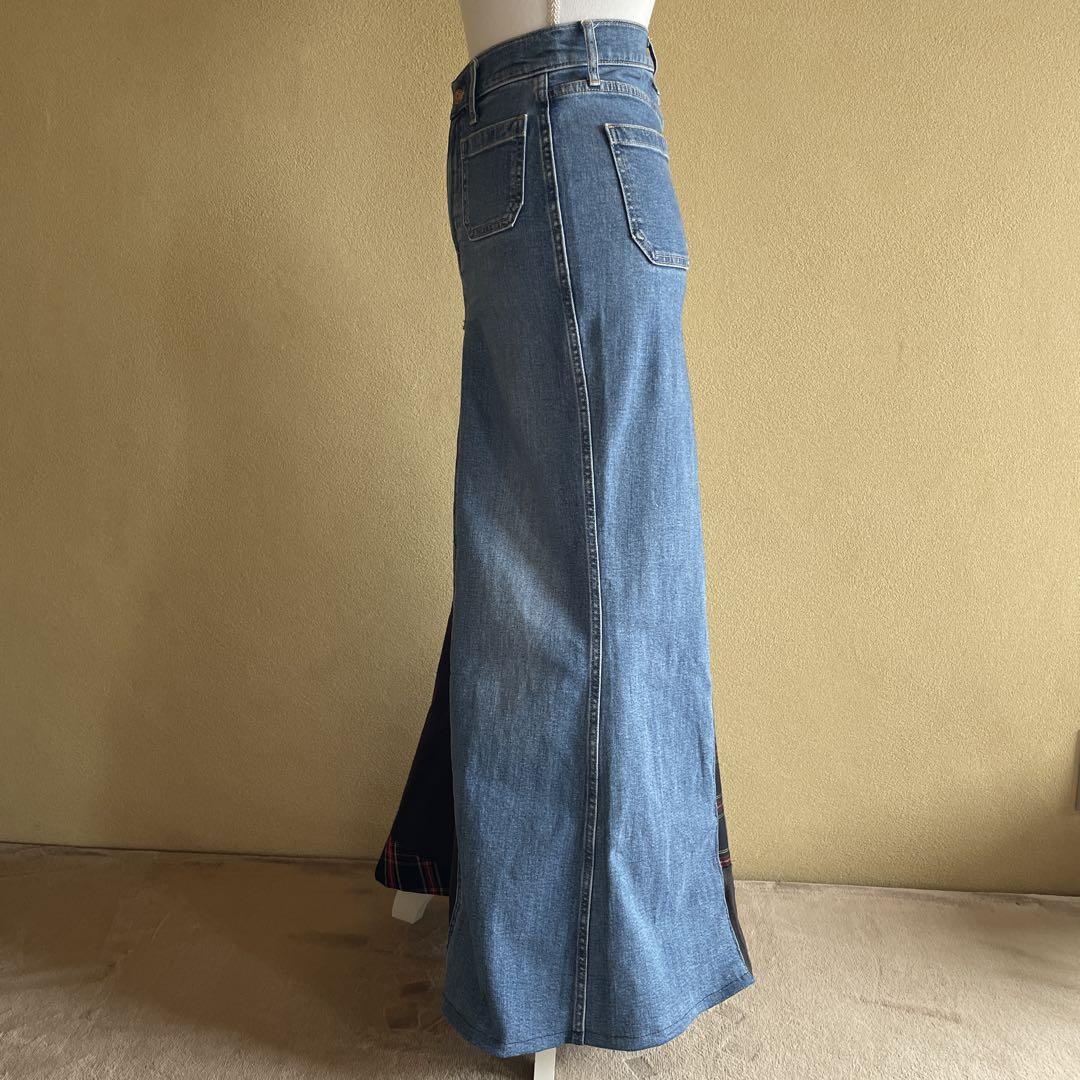 ハンドメイド　デニムリメイク　ロングスカート