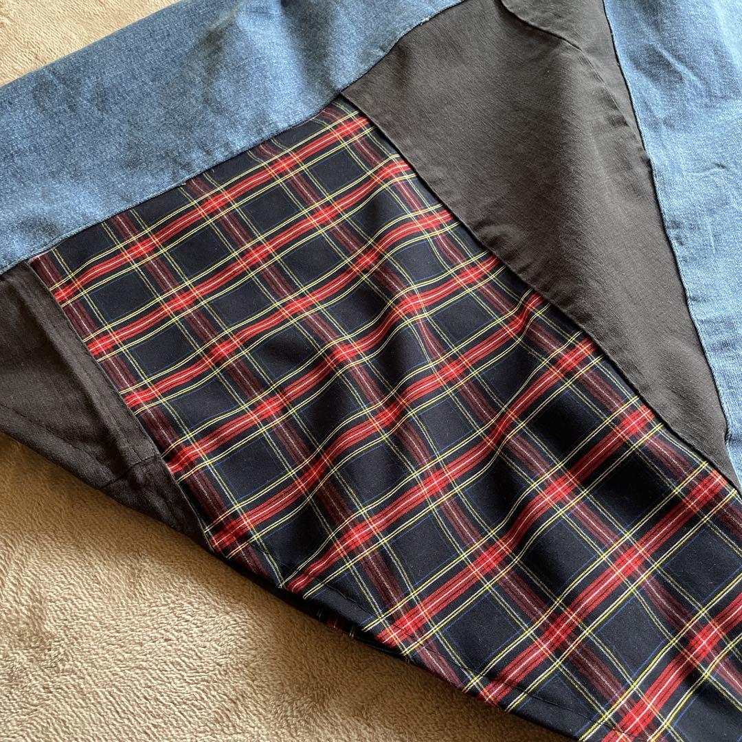 ハンドメイド　デニムリメイク　ロングスカート