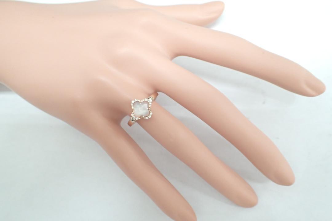 国産品 13/美品 ヴァンドーム青山 K18PG ダイヤ ローズクオーツ リング 指輪 アクセサリー