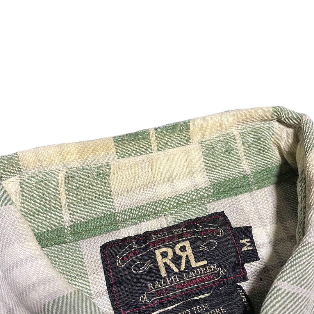 【RRL】90s 三つ星タグ フランネルシャツ チェックネルシャツ グリーン M