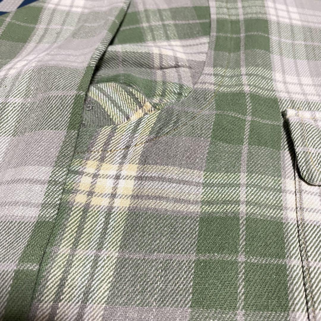 【RRL】90s 三つ星タグ フランネルシャツ チェックネルシャツ グリーン M