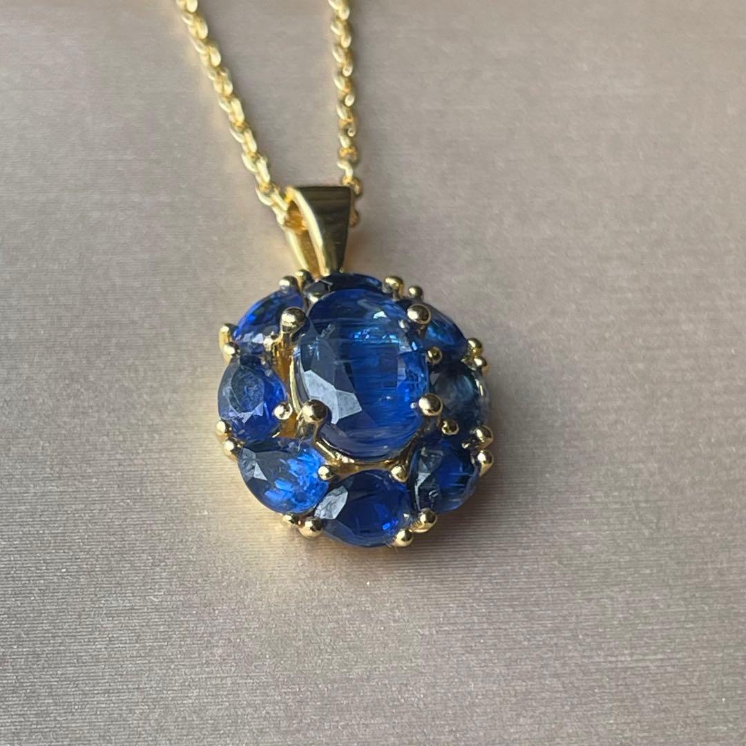 ブルー カイヤナイト フラワーブーケ ネックレス