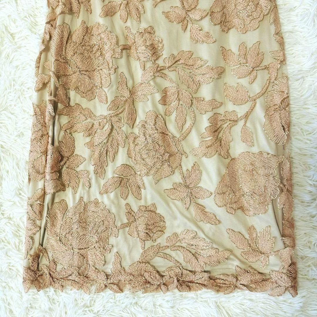 美品TADASHI SHOJI 総レースワンピース フラワー コード刺繍 ピンク