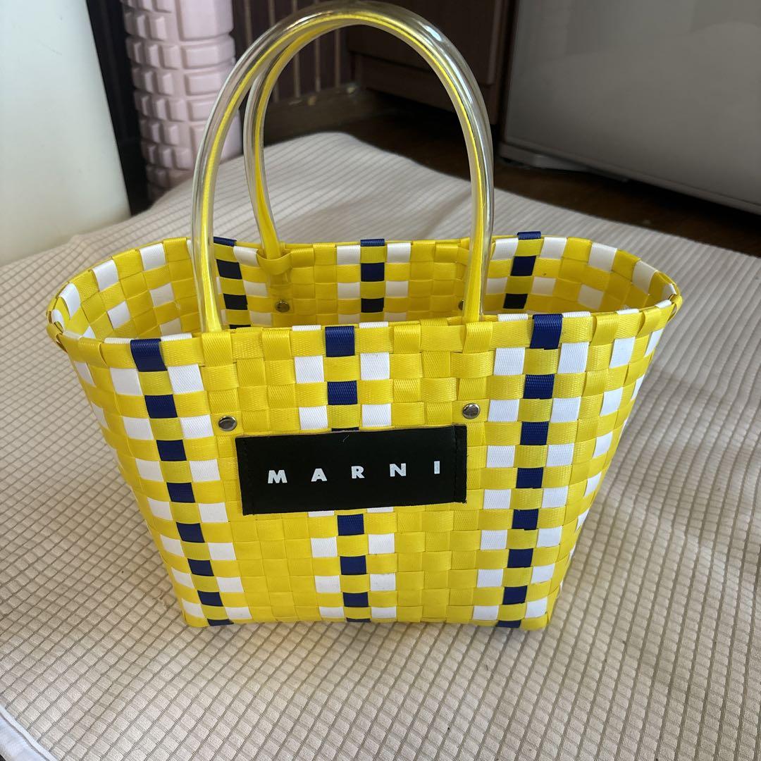 MARNI チェック柄 かごバッグ　黄色