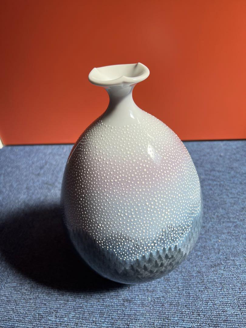 2285 藤井朱明作　天目白光　花瓶　未使用 2285 藤井朱明作 天目白光 花瓶 未使用 - メルカリ