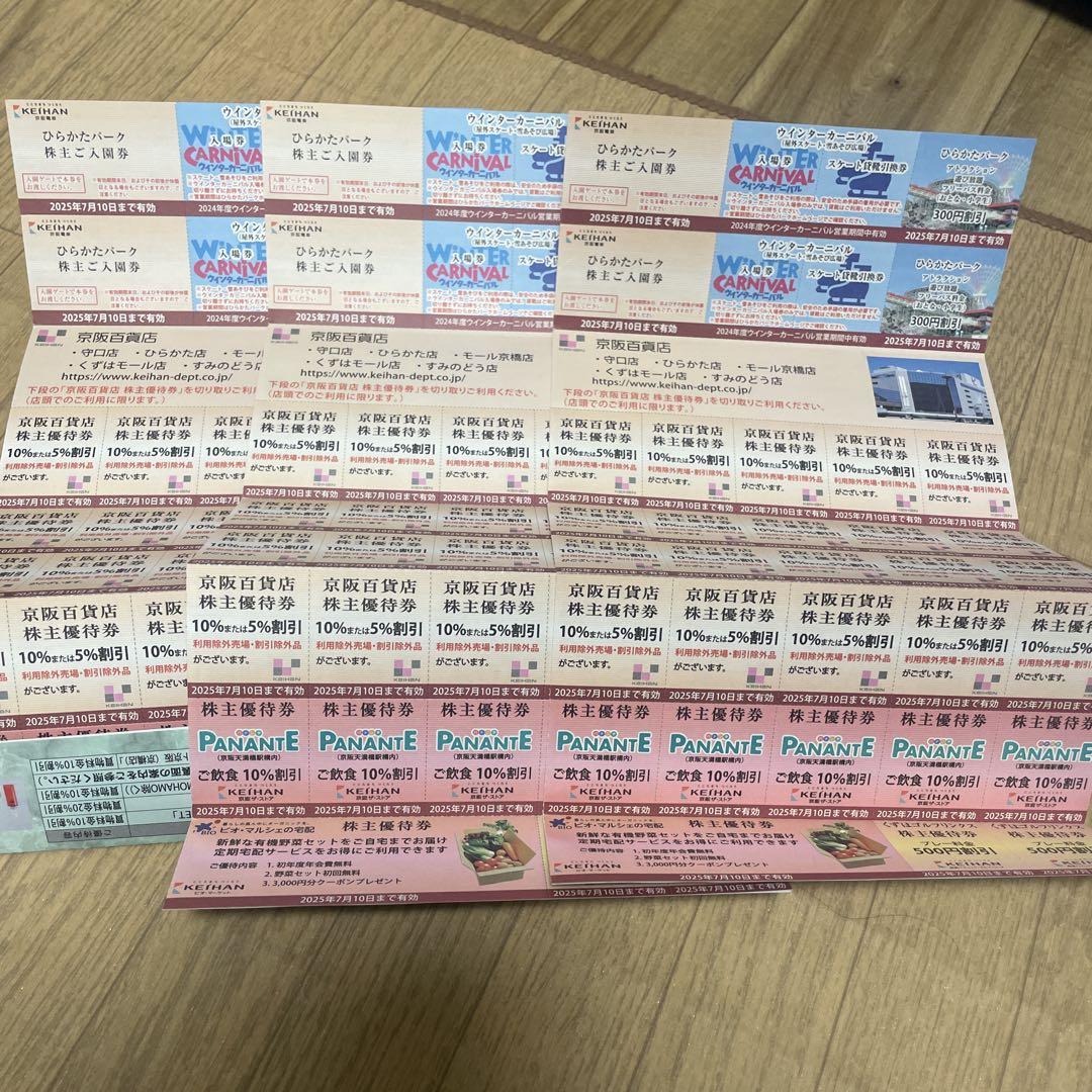 京阪グループ株主優待券3セット六人分ひらかたパーク　ウィンターカーニバル割引