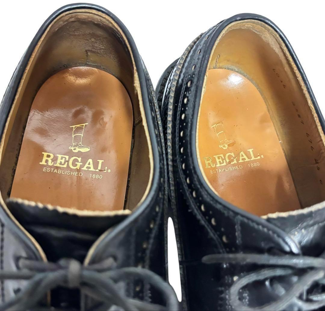 REGAL　リーガル　ブラック　ドレスシューズ　ウイングチップ　メダリオン　25