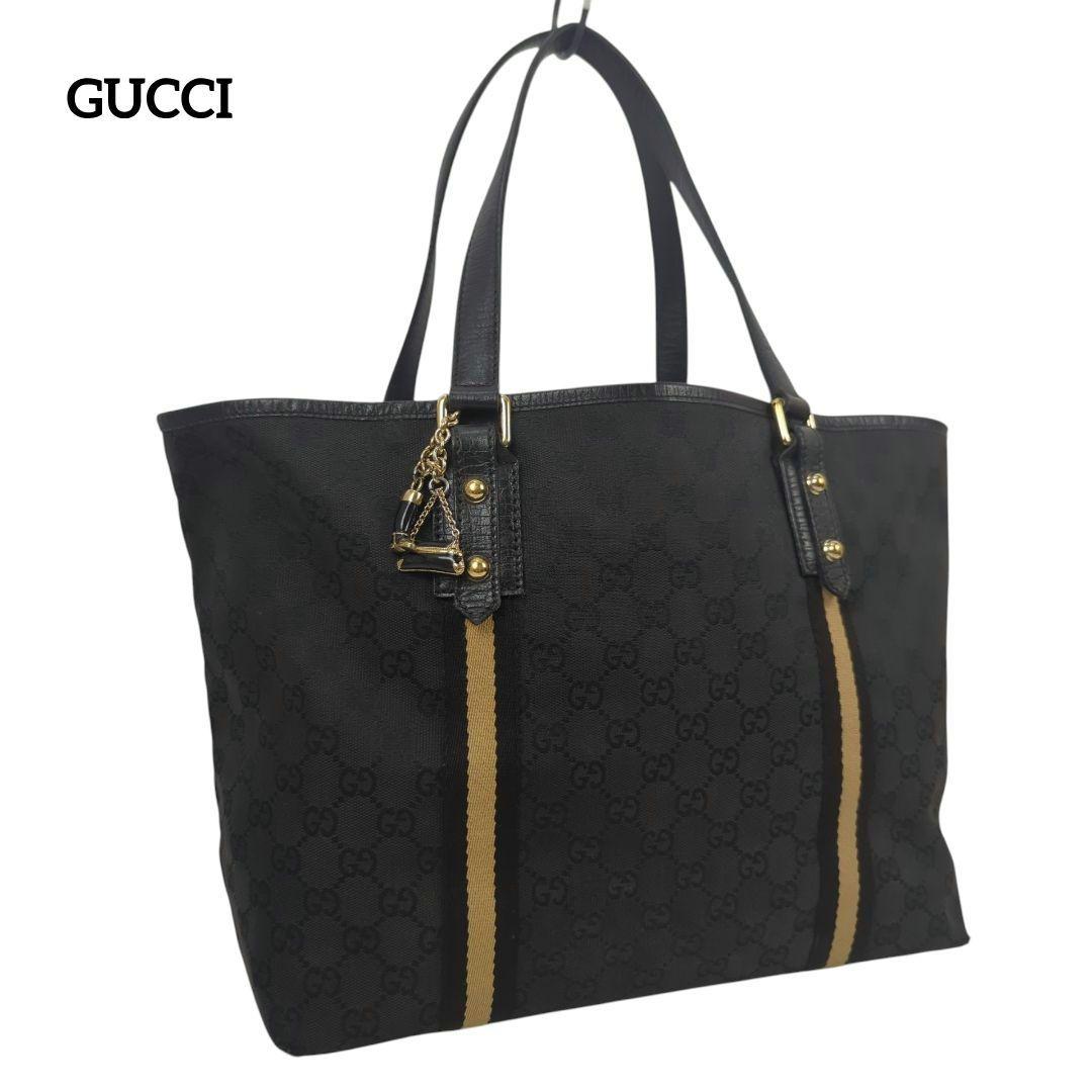 GUCCI グッチ GG柄 キャンバス トートバッグ シェリー チャーム付き