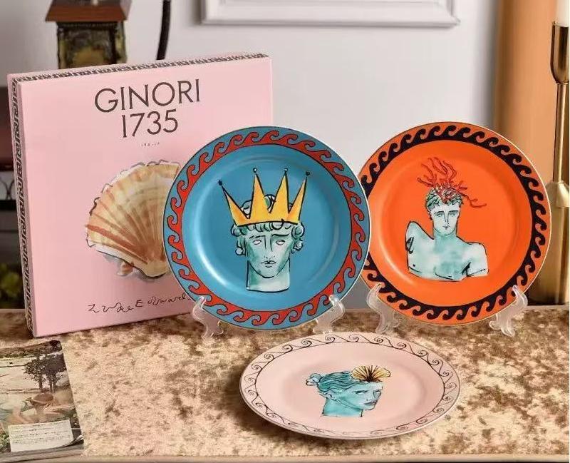 GINORI 1735 アート風 お皿 3枚セット 海の神・ネプチューンの旅