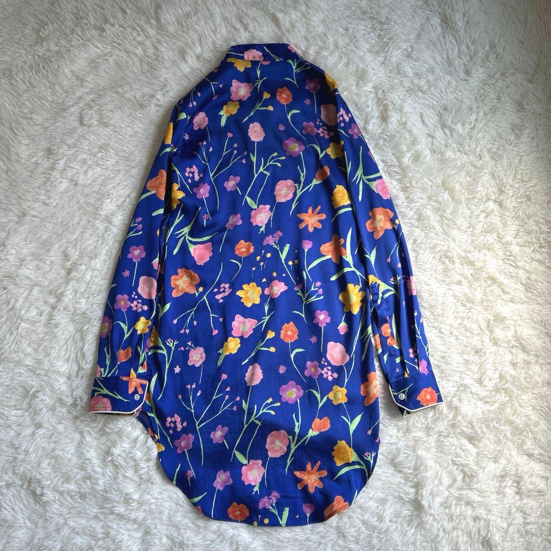 プランシー フード付きロングシャツ 2way チュニック ノーカラー 総柄