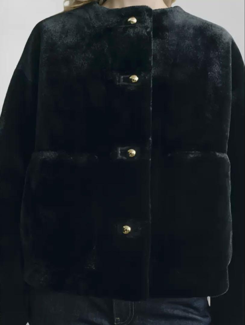新品》フェイクファージャケット コート ZW コレクション M 黒
