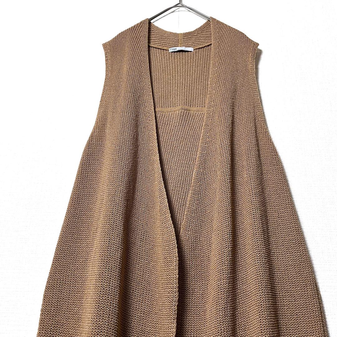 Plage プラージュ 片畦ロングジレ キャメル ロング丈 スリット 春夏