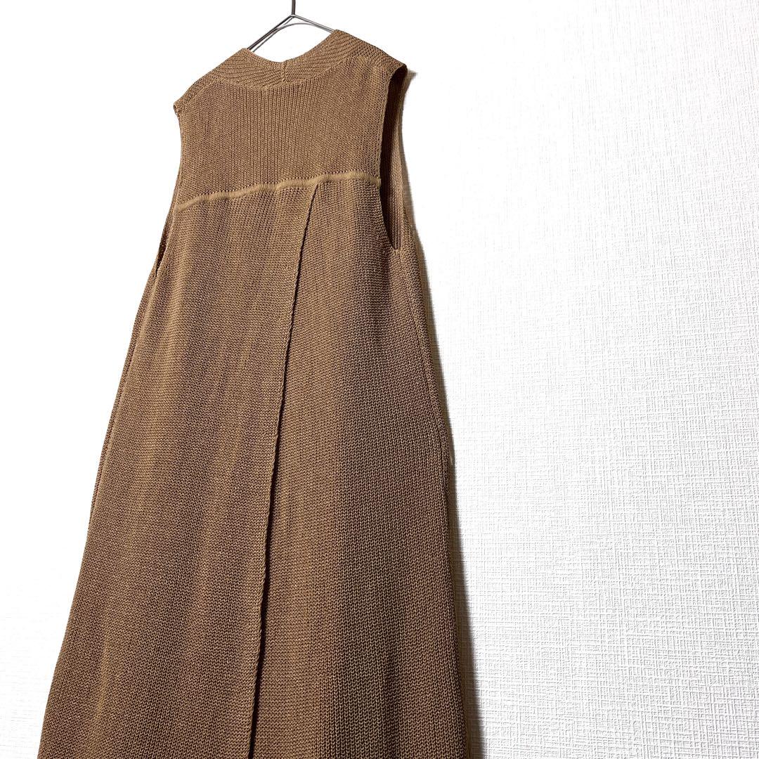 Plage プラージュ 片畦ロングジレ キャメル ロング丈 スリット 春夏