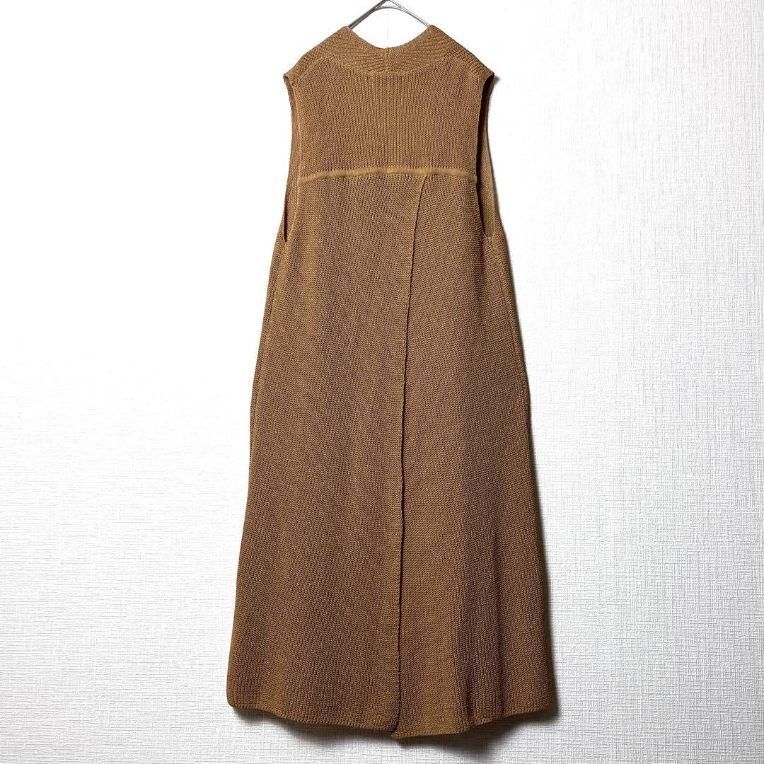 Plage プラージュ 片畦ロングジレ キャメル ロング丈 スリット 春夏