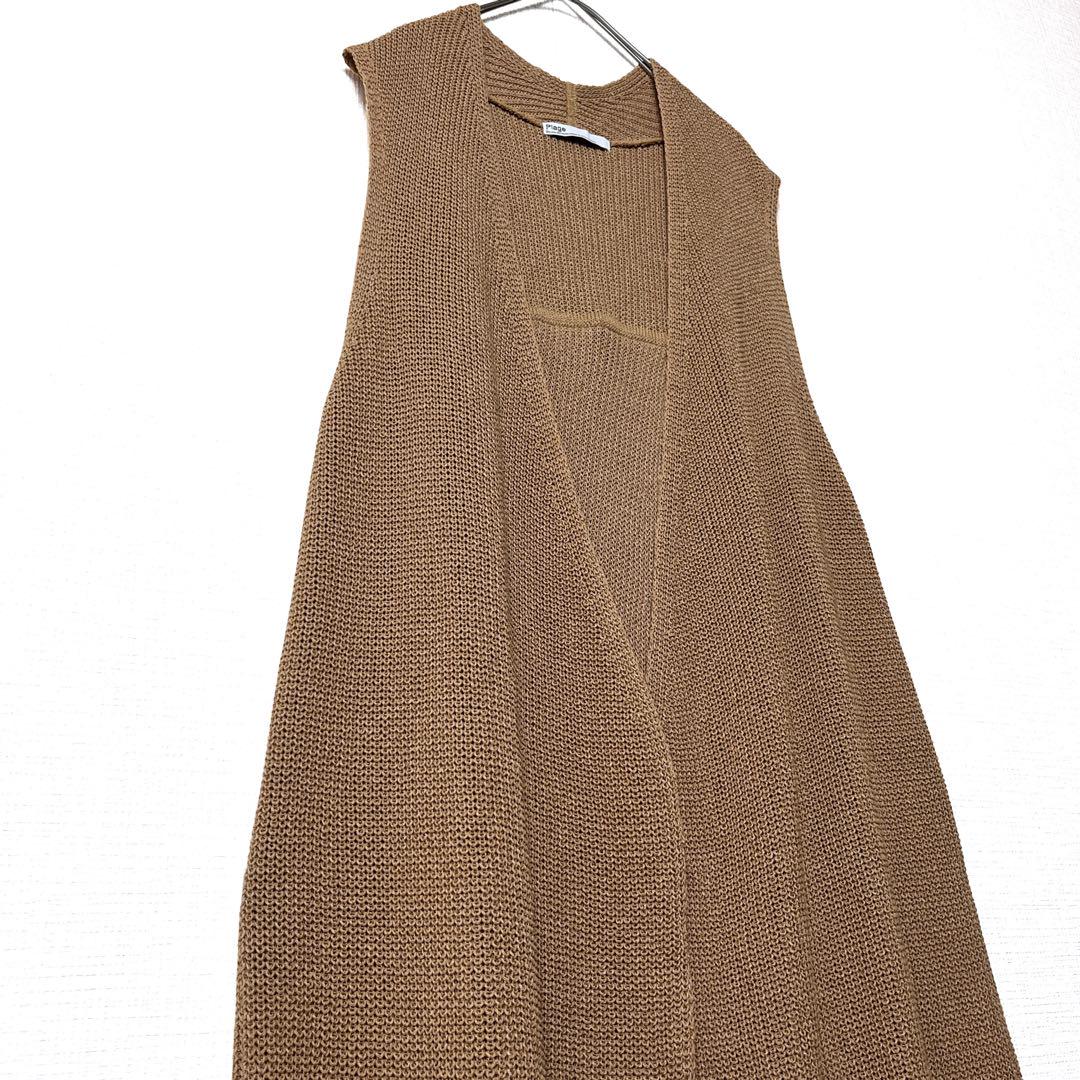 Plage プラージュ 片畦ロングジレ キャメル ロング丈 スリット 春夏