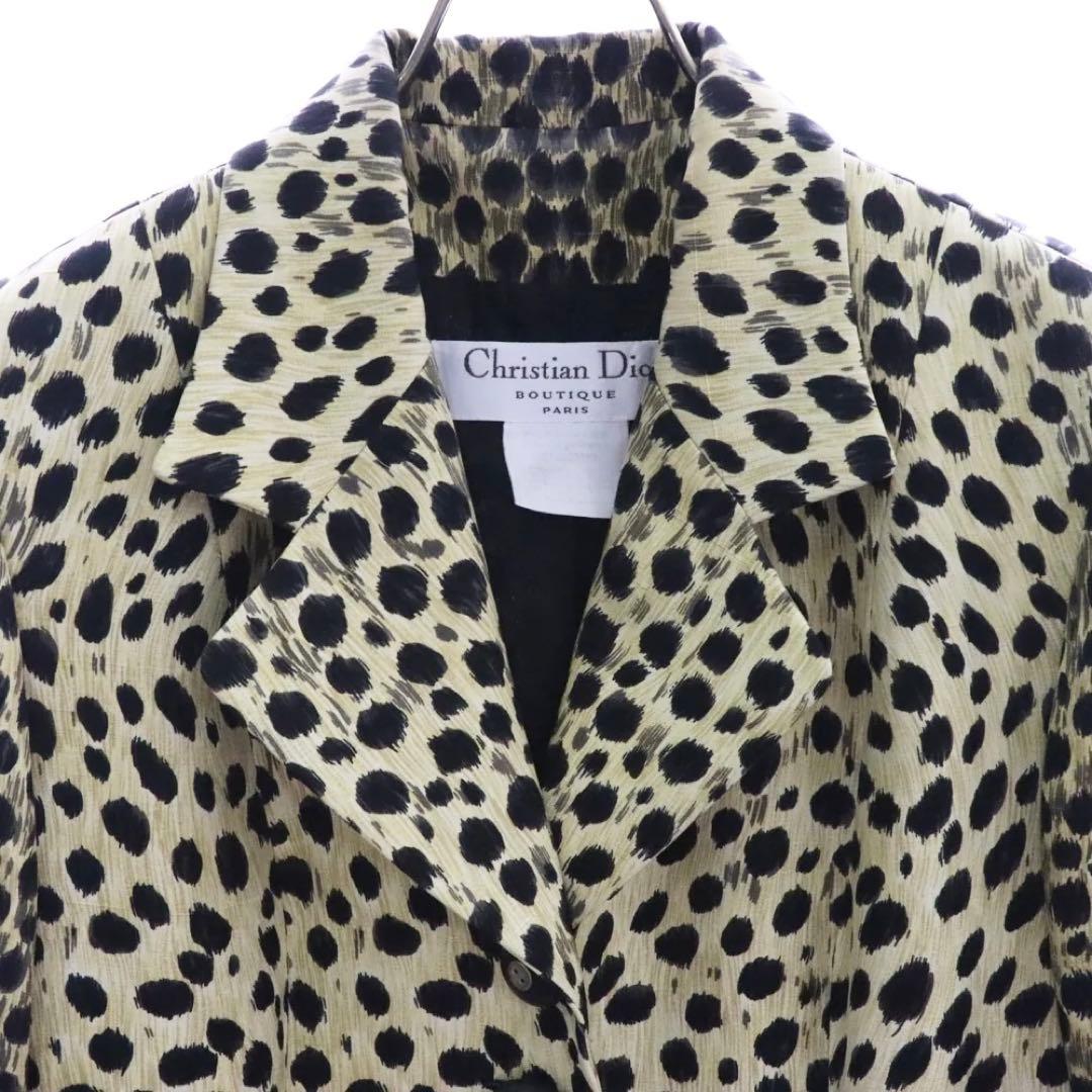 Christian Dior レオパード シルクテーラードジャケット Christian Dior レオパード シルクテーラードジャケット