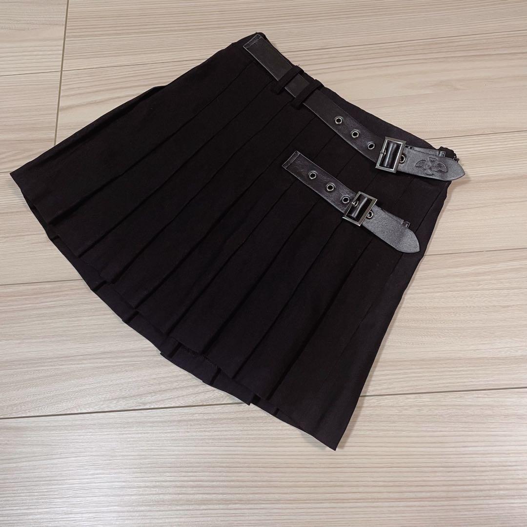 最終値下げ 美品 dimmoire ベルトプリーツ ミニスカート ブラック 黒