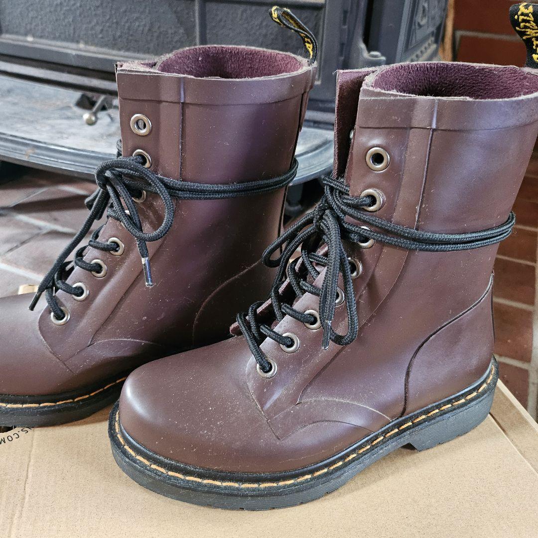 Dr. Martens】 ブラウン 8ホールラバーブーツ/レインブーツ22cm