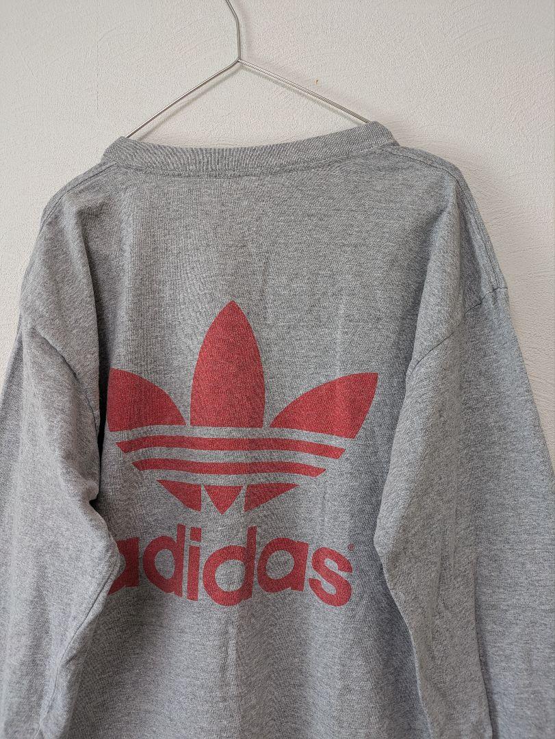 90sヴィンテージ adidas両面プリント 長袖Tシャツ　ロンT トレフォイル