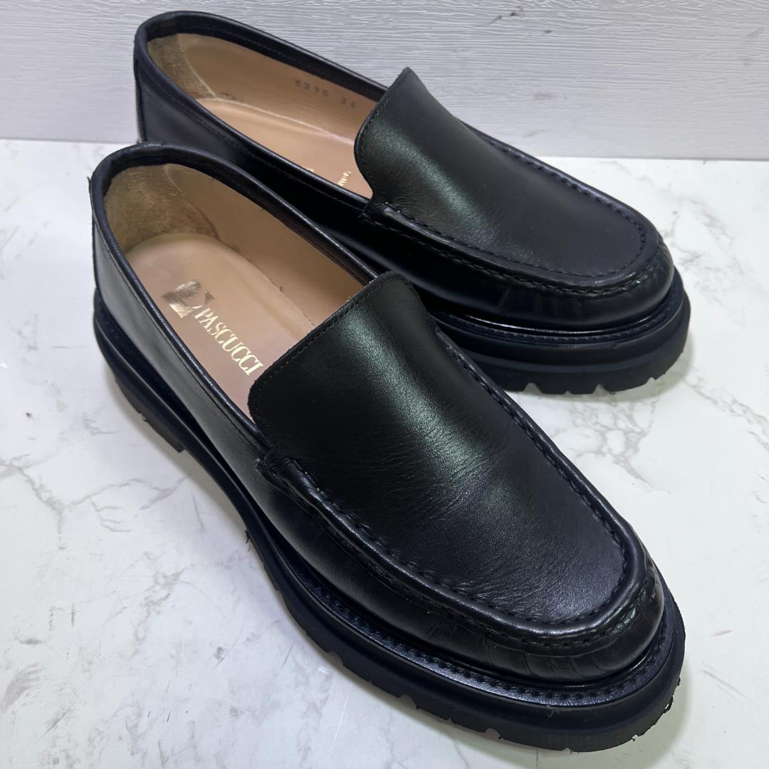 美品 Pascucci ローファー 厚底ソール ブラック 36 イタリア製